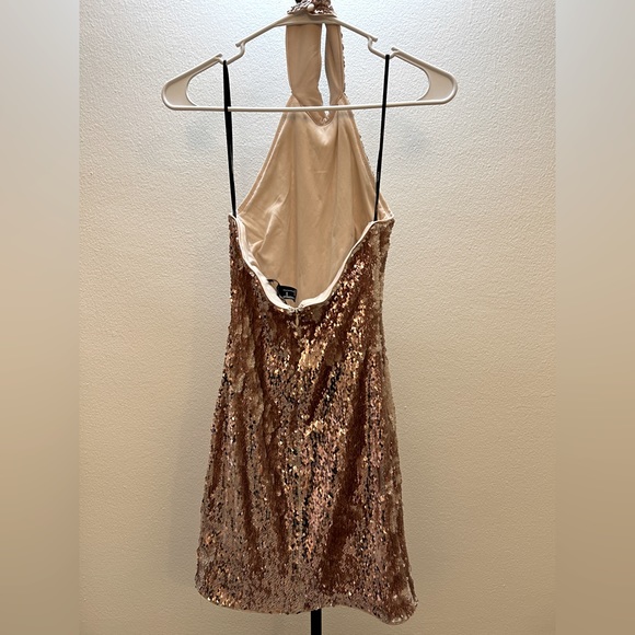 Forever 21 Sequin Halter Mini Dress – Rose Gold Small - Picture 2 of 3